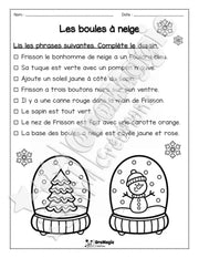 Compréhension de lecture - Lis et colorie - Les boules à neige - 1re année.pdf