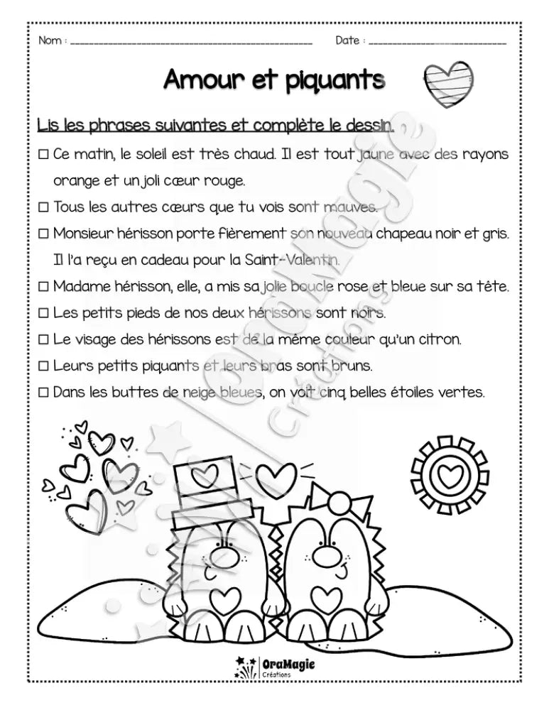 Compréhension de lecture - Lis et colorie - St-Valentin - Amour et piquants - 2e année - 2$.pdf