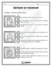 Compréhension de lecture - Trouve la bonne phrase - Hérisson en vacances - 1re année - Produit numérique