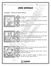 Compréhension de lecture - Trouve la bonne phrase - Jolis animaux - 2e année.pdf