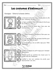 Compréhension de lecture - Trouve la bonne phrase - Les costumes d'Halloween - 2e année - 3$.pdf
