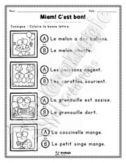 Compréhension de lecture - Trouve la bonne phrase - Miam! C'est bon! - 1re année.pdf