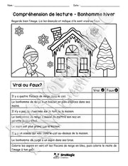 Compréhension de lecture - VRAI OU FAUX - Bonhomme hiver - 1ère année - 3$.pdf