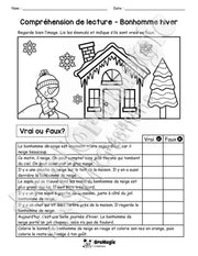 Compréhension de lecture - VRAI OU FAUX - Bonhomme hiver - 2e année.pdf