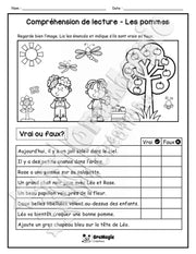 Compréhension de lecture - VRAI OU FAUX - Les pommes - 2e année - 3$.pdf