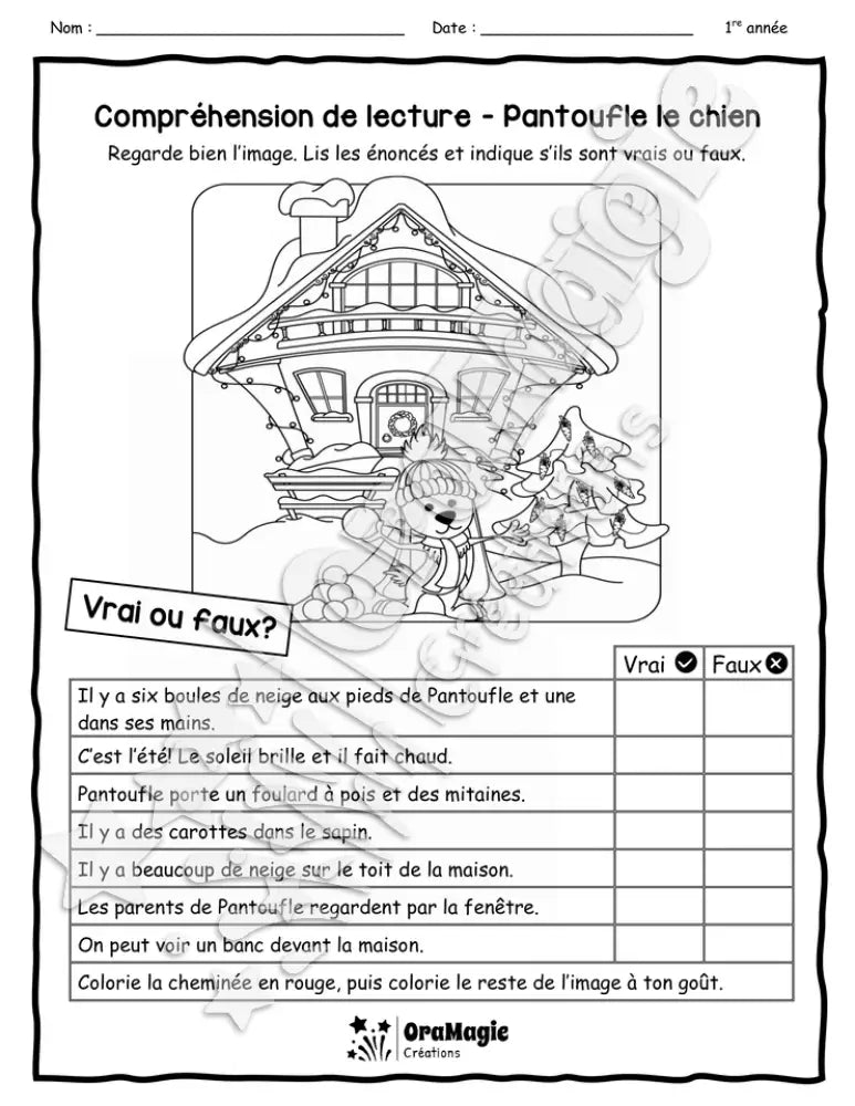 Compréhension de lecture - VRAI OU FAUX - Pantoufle le chien.pdf