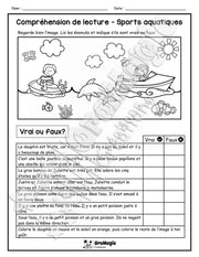 Compréhension de lecture - VRAI OU FAUX - Sports aquatiques - 2e année - 3$.pdf