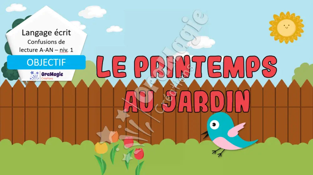 PPT - Confusions de lecture A-AN - Niveau 1 - La jardin au printemps - 4$ - Lecture seule.pptx
