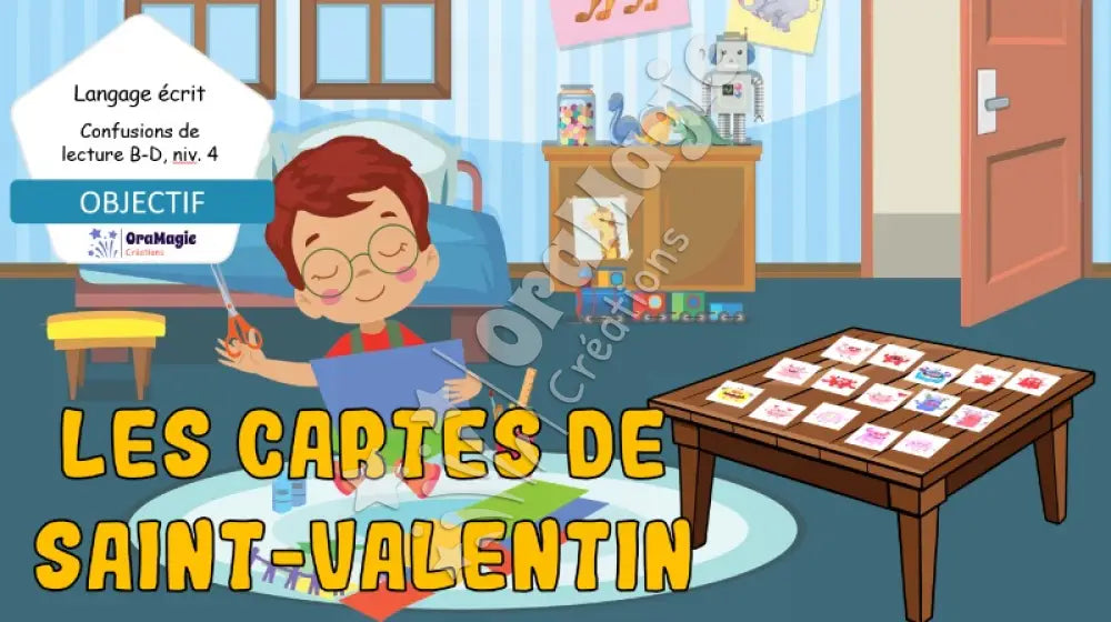 Confusions de lecture B-D - Niveau 4 - Les cartes de Saint-Valentin - Produit numérique