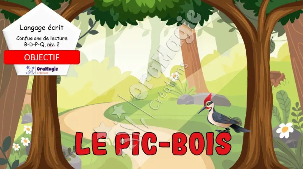 Confusions de lecture B-D-P-Q - Niveau 2 - Le pic-bois - Produit numérique