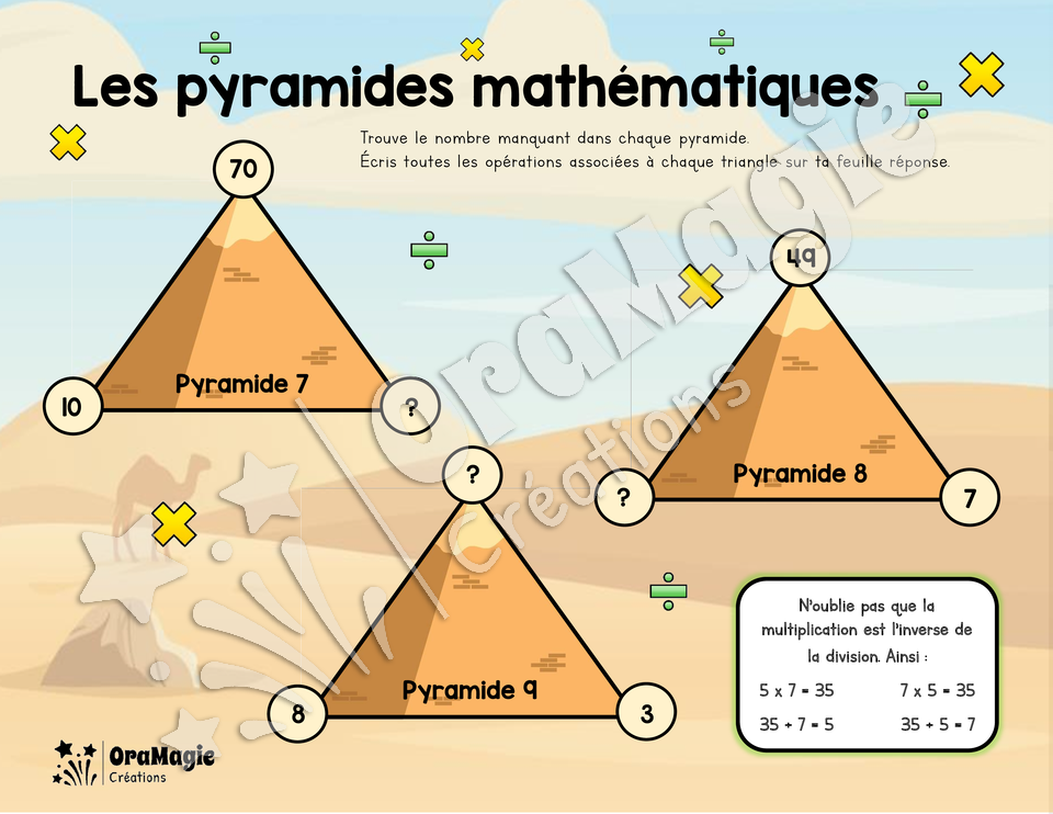 Les pyramides mathématiques - Triangles de multiplications