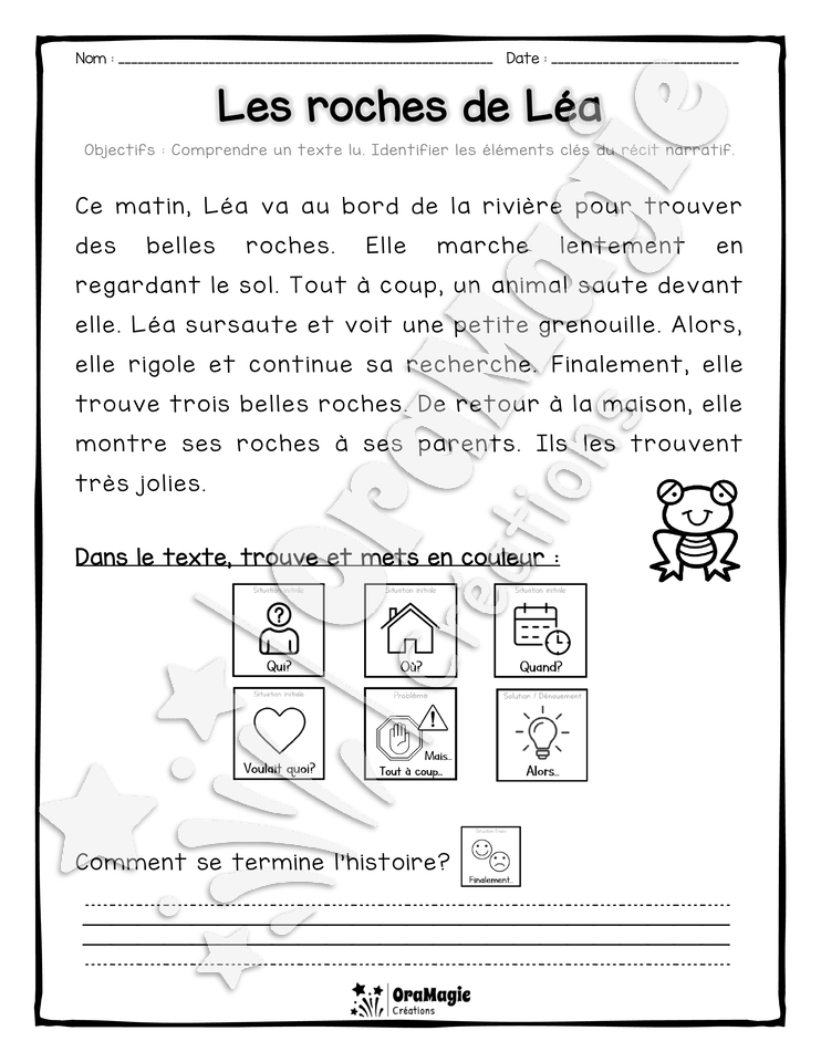 Compréhension de lecture et du récit 1re année - Les roches de Léa.pdf