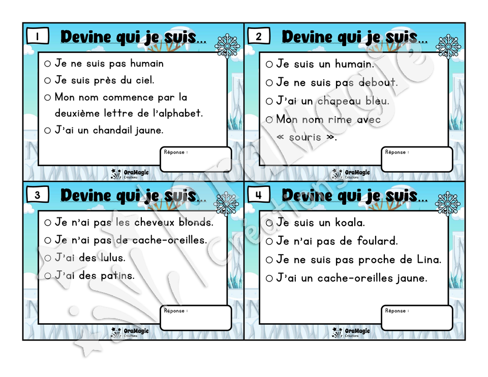 Des plaisirs d'hiver - Compréhension de lecture