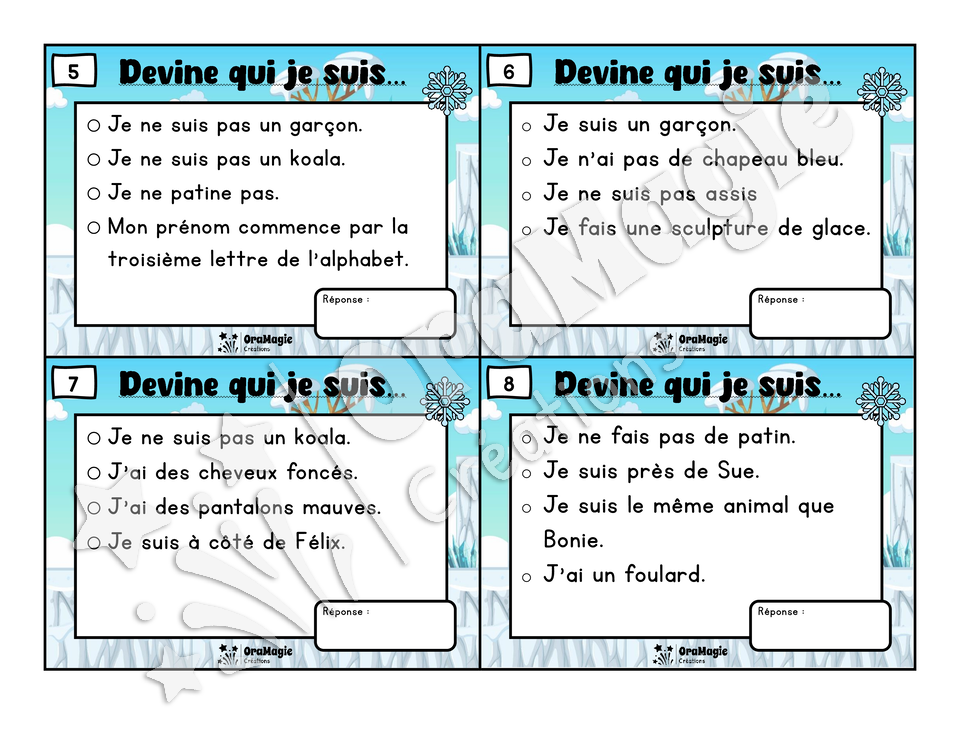 Des plaisirs d'hiver - Compréhension de lecture