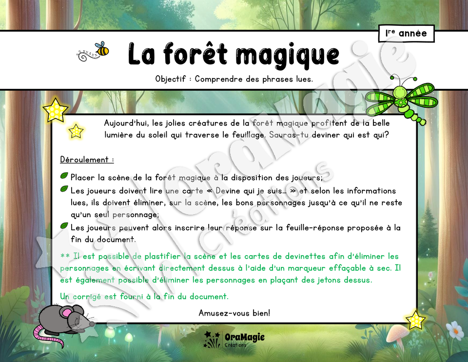 La forêt magique - Compréhension de lecture - 1re année - 5$.pdf