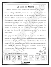 Compréhension de lecture et du récit 2e année - Le chien de Marine.pdf