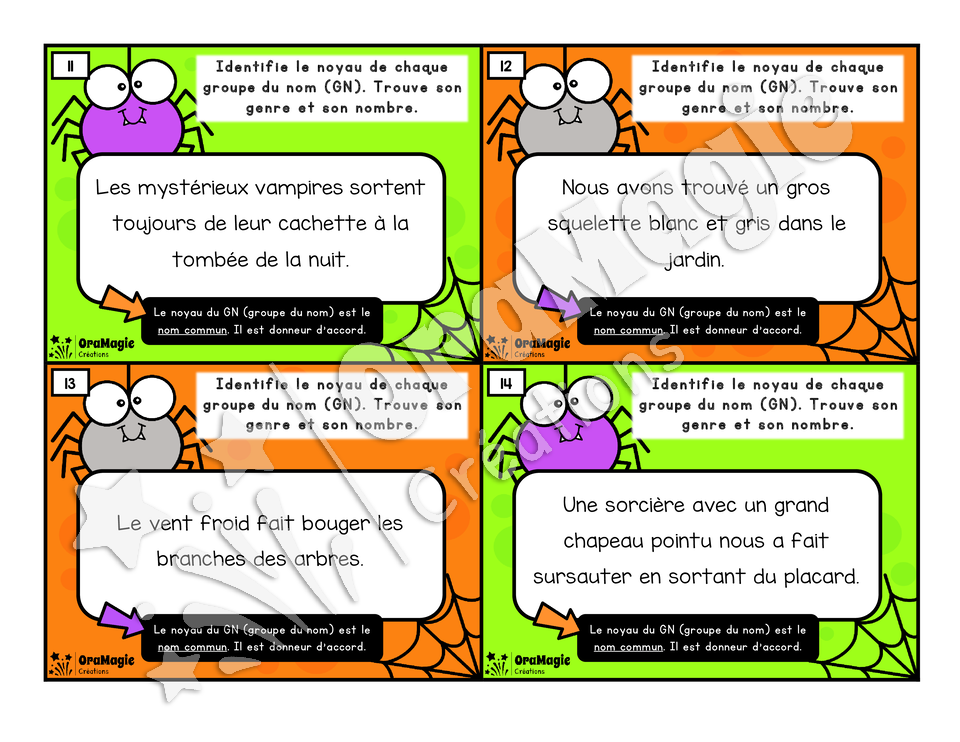 Cartes à tâches - Des noyaux d'Halloween - 3e-4e année