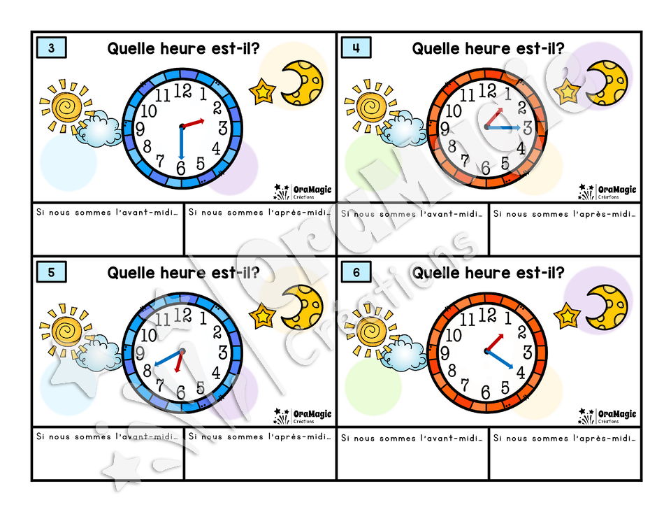 Cartes à tâches - Quelle heure est-il?