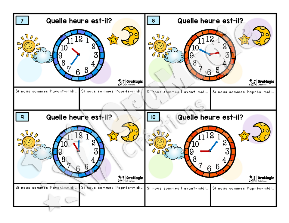 Cartes à tâches - Quelle heure est-il?