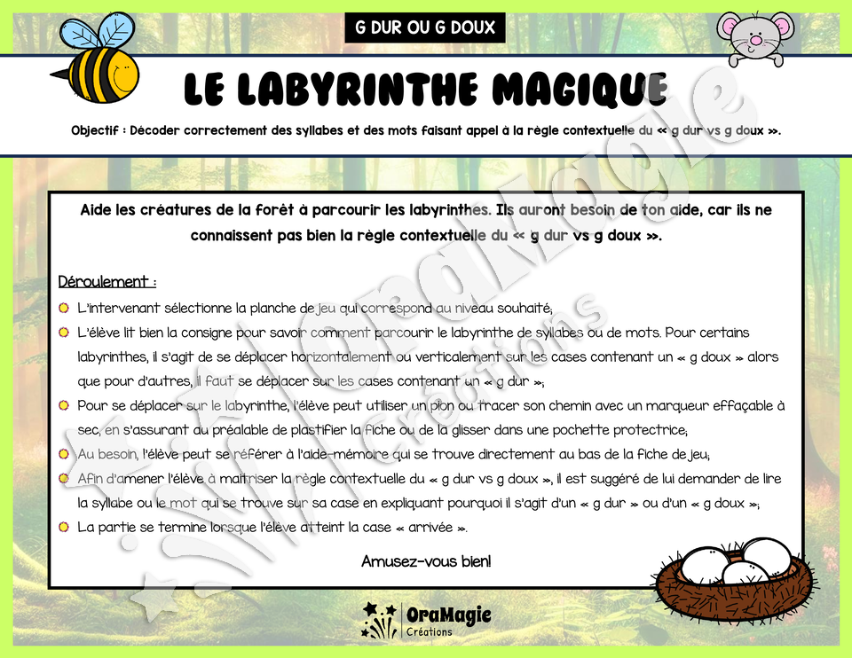Le labyrinthe magique du g dur vs g doux - Thème été - Langage écrit.pdf