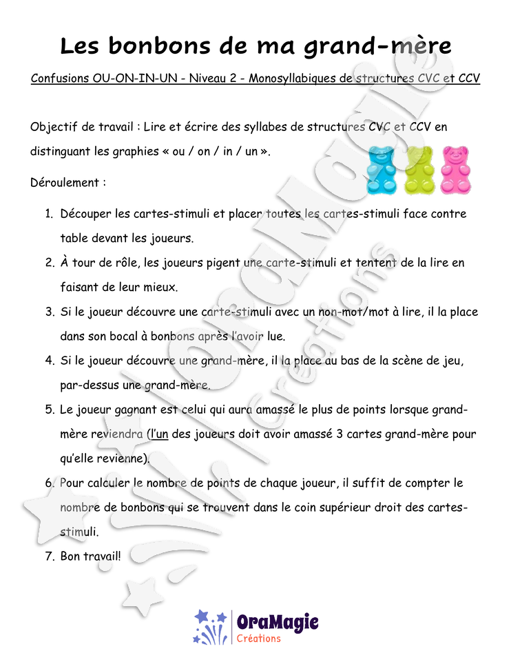 Confusions OU-ON-IN-UN - Niveau 2 - Les bonbons de ma grand-mère.pdf