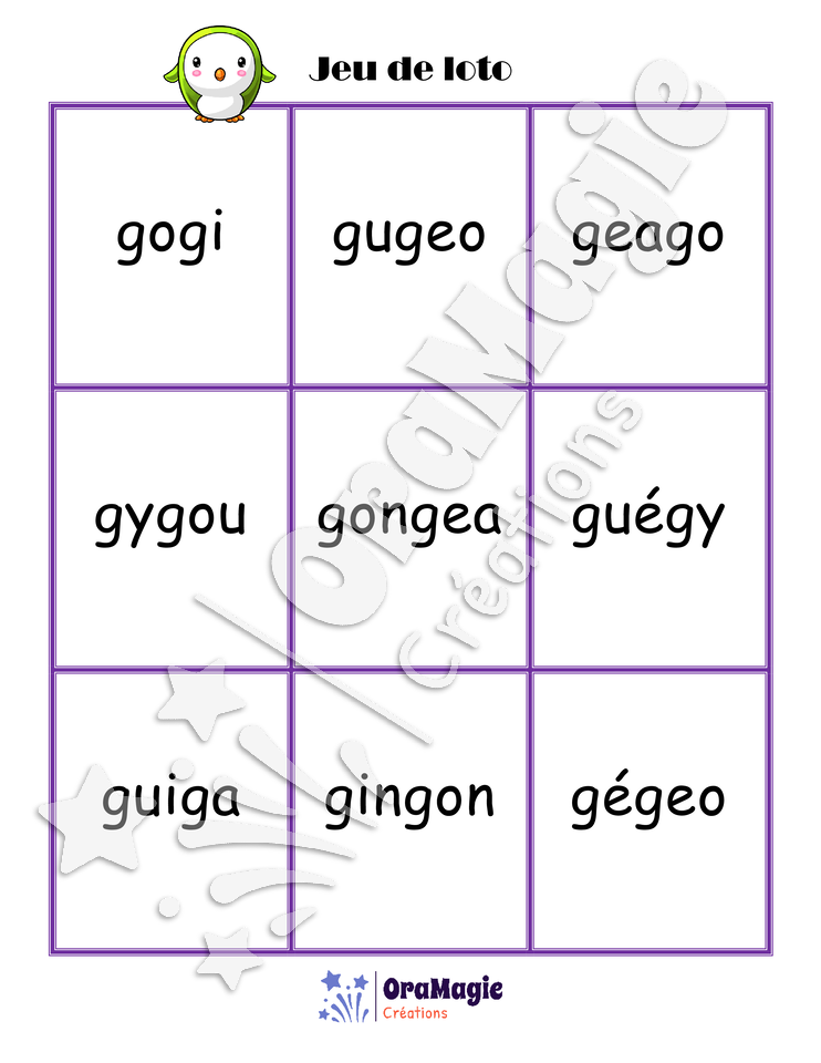 Confusions G dur - G doux - Niveau 3 - Jeu de loto