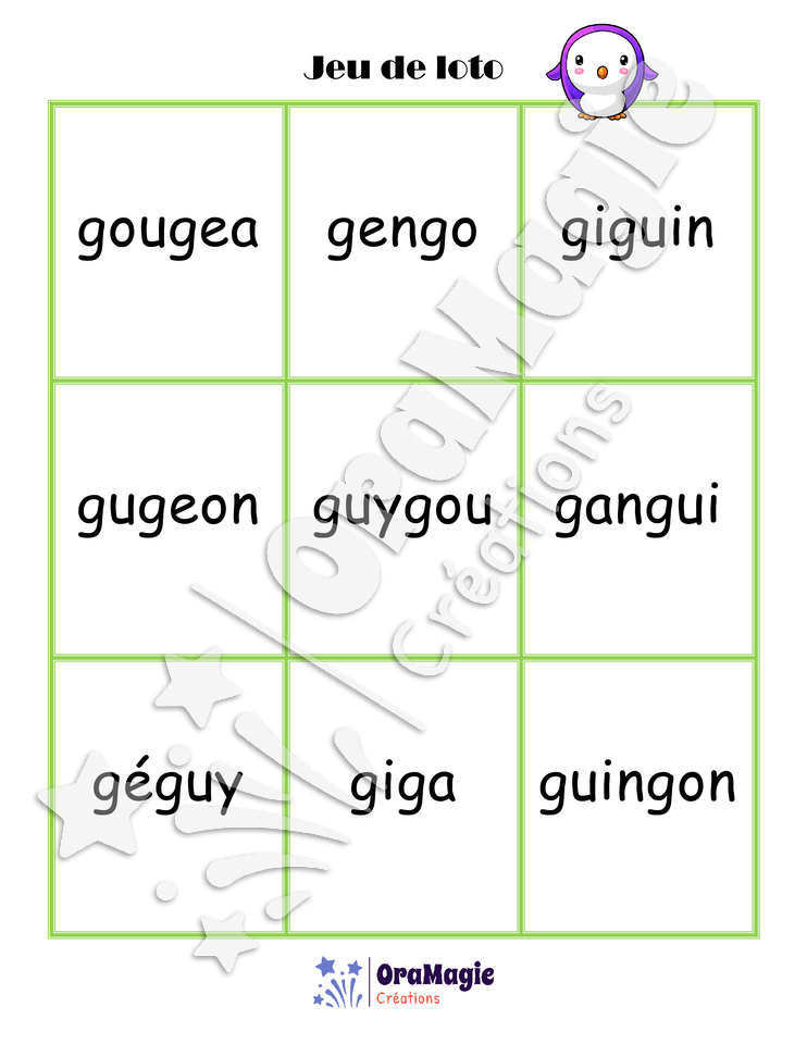 Confusions G dur - G doux - Niveau 3 - Jeu de loto