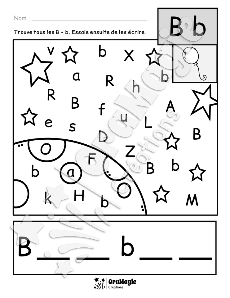 Cherche et trouve les lettres dans l'espace