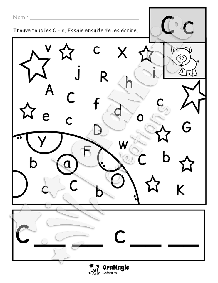 Cherche et trouve les lettres dans l'espace