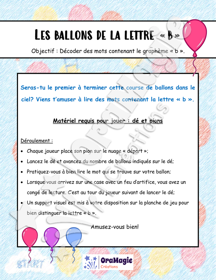 Parcours Les ballons de la lettre b - décodage mots - Langage écrit, 1er cycle.pdf