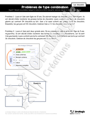 Problèmes de type combinaison simple - Calcul avec emprunt et retenue et données inutiles - Les chocolats.pdf