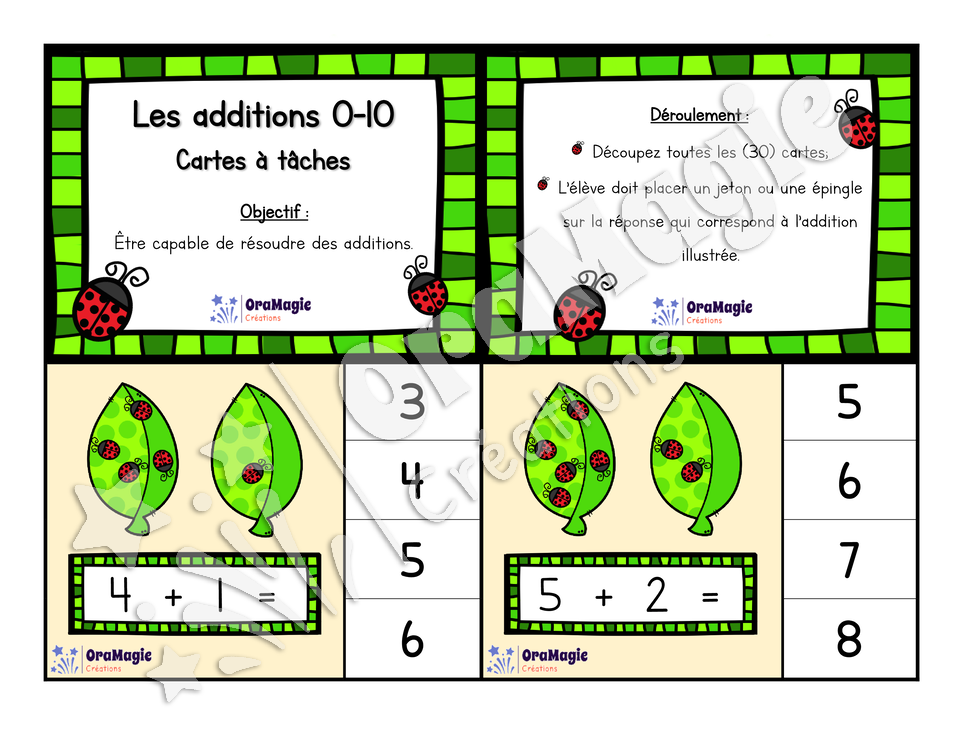Cartes à tâches - Les additions 0 à 10 - 1re année - Mathématiques.pdf