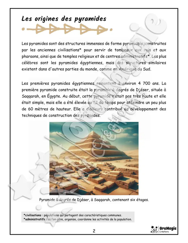 Découvrons les mystères des pyramides anciennes - Compréhension lecture 4e année