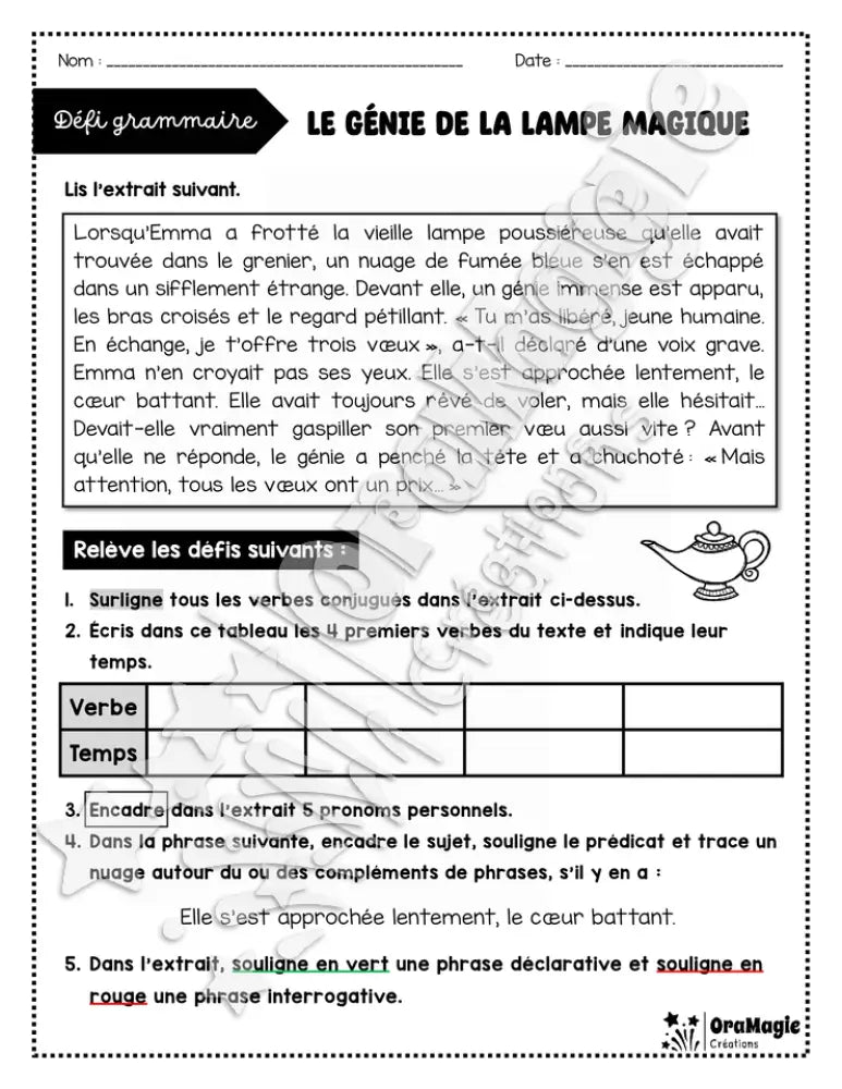 Défi grammaire - Le génie de la lampe magique - 5e et 6e année.pdf