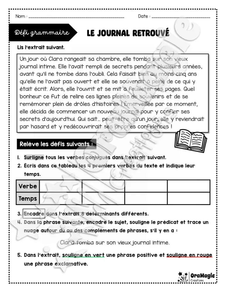 Défi grammaire - Le journal retrouvé - 6e année.pdf