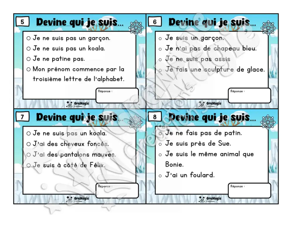 Des plaisirs d'hiver - Compréhension de lecture