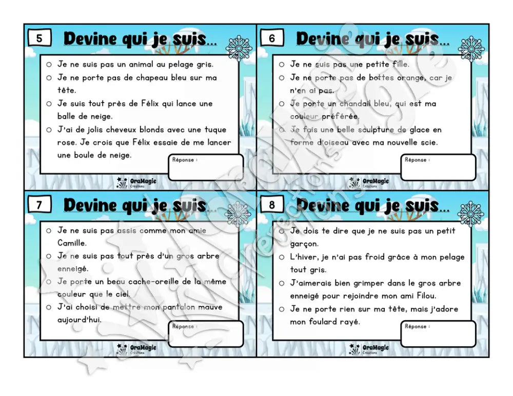Des plaisirs d'hiver - Compréhension de lecture