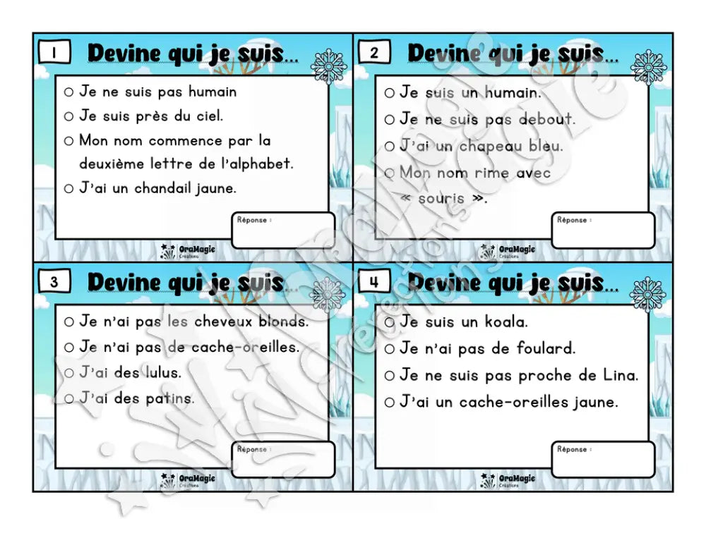 Des plaisirs d'hiver - Compréhension de lecture