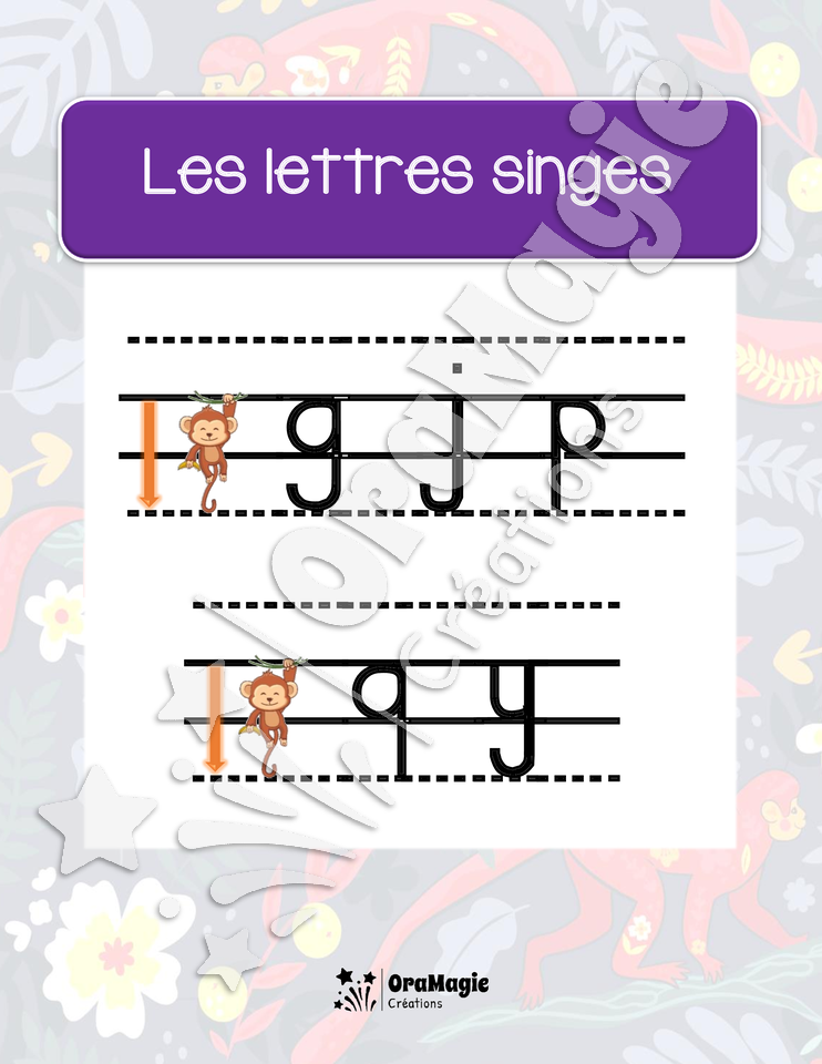 Les lettres coccinelles, singes et girafes + support visuel