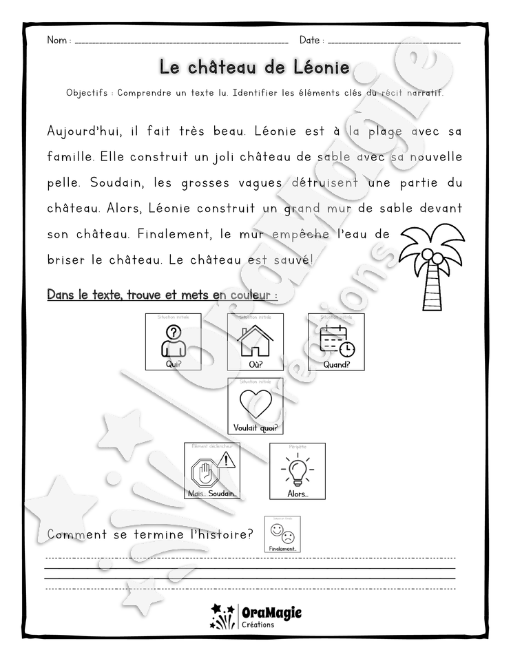 Compréhension de lecture et du récit 1re année - Le château de Léonie.pdf