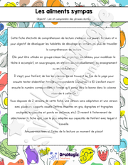 Compréhension de lecture - Les aliments sympas - 1re année.pdf