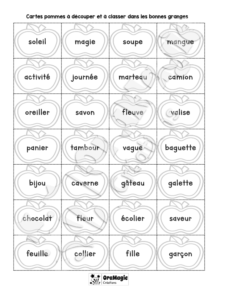 Granges de mots - Classes de mots