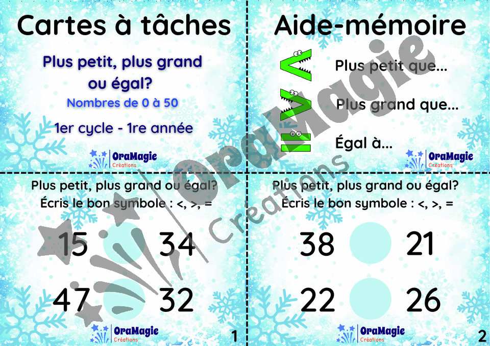 Cartes à tâches - Plus petit - plus grand - égal - 0-50 - 1re année - Élodie Belzile.pdf
