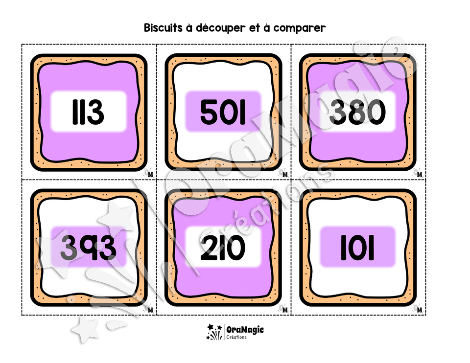 Biscuits gourmands - Comparaison de nombres - 100-1000