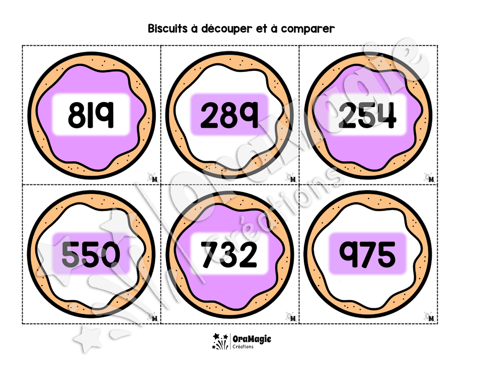 Biscuits gourmands - Comparaison de nombres - 100-1000