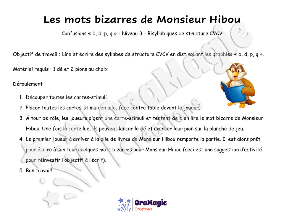 Confusions B-D-P-Q - Niveau 3 - Les mots bizarres de Monsieur Hibou.pdf