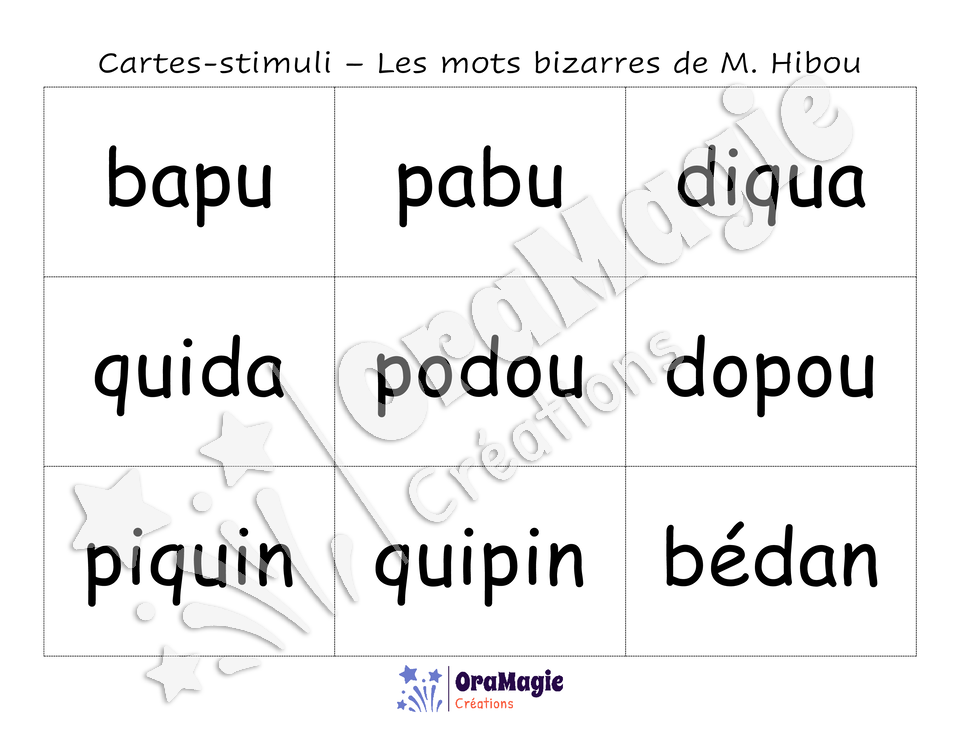 Confusions B-D-P-Q - Niveau 3 - Les mots bizarres de Monsieur Hibou