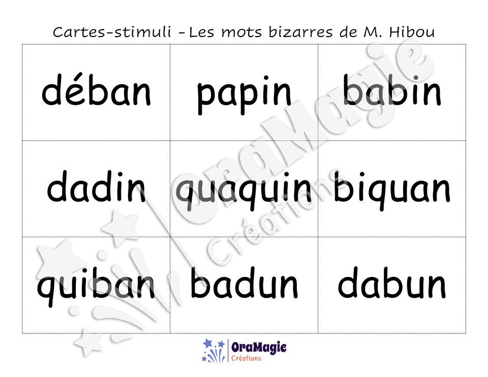 Confusions B-D-P-Q - Niveau 3 - Les mots bizarres de Monsieur Hibou