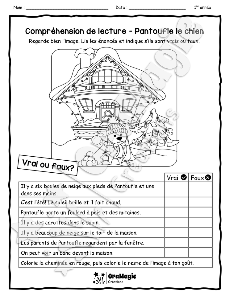 Compréhension de lecture - VRAI OU FAUX - Pantoufle le chien.pdf