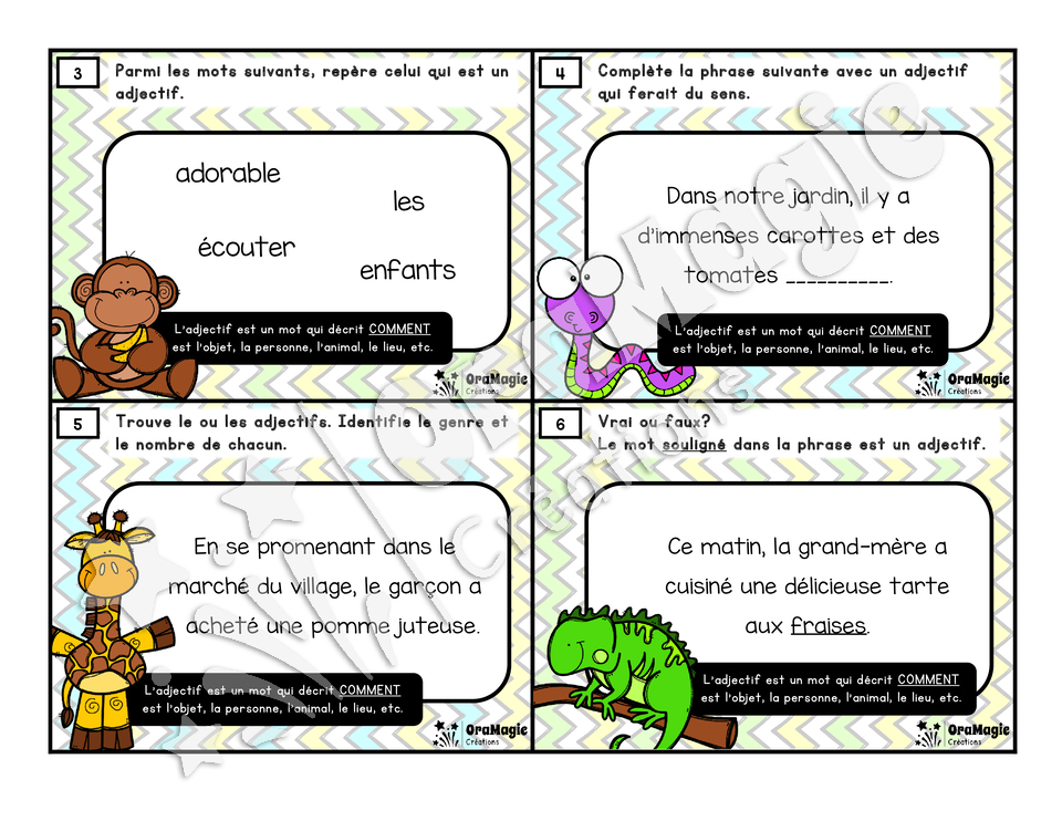 Cartes à tâches - Pro des adjectifs